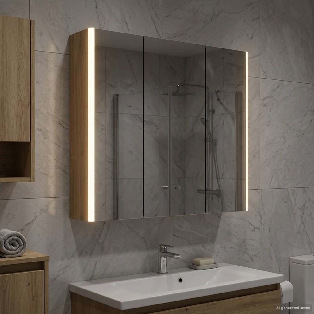 vidaXL vidaXL Szafka z lustrem do łazienki Ze LED Lights Dąb rzemieślniczy