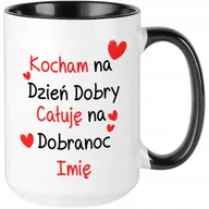 Kubki - Kubek XXL Czarny KOCHAM NA DZIEŃ DOBRY Prezent Dla Zakochanych Wiele Wzorów - miniaturka - grafika 1