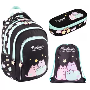 PLECAK+WOREK+PIÓRNIK ZESTAW BLACK PUSHEEN ST. MAJEWSKI - Plecaki szkolne i tornistry - miniaturka - grafika 1