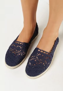 Granatowe Ażurowe Espadryle z Plecionką z Juty Adateia - Espadryle damskie - miniaturka - grafika 1