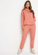 Dresy damskie - Różowy Bawełniany Komplet Dresowy z Bluzą i Spodniami Zansira - miniaturka - grafika 1