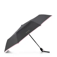 Parasole - Parasol automatyczny z ozdobną lamówką czarno - różowy - miniaturka - grafika 1