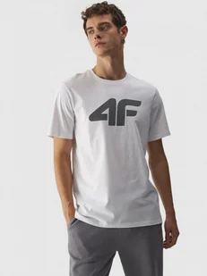 Męski t-shirt z nadrukiem 4F 4FWMM00TTSHM1844 - biały - Koszulki sportowe męskie - miniaturka - grafika 1