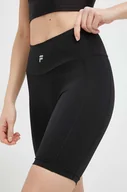 Spodenki damskie - Fila szorty treningowe Rakanda kolor czarny gładkie high waist - miniaturka - grafika 1