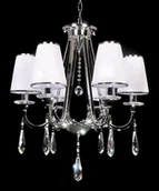 Lampy sufitowe - Lumina Deco LAMPA wisząca MILESIA LDP 8926 6 Deco kryształowa OPRAWA ŻYRANDOL crystal chrom biały - miniaturka - grafika 1