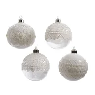Bombki - Bombka szklana dekorowana z koronką 8 cm mix - miniaturka - grafika 1