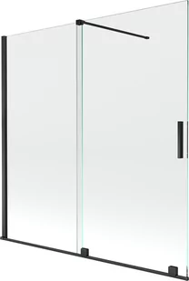 Mexen Velar parawan nawannowy 2-skrzydłowy przesuwny 160 x 150 cm, transparent, czarny - 896-160-000-01-70 - Parawany nawannowe - miniaturka - grafika 1