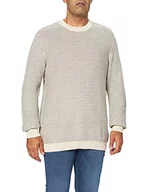 Swetry męskie - SELECTED HOMME Sweter męski w paski, biały (Bone White), S - miniaturka - grafika 1