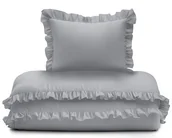 Pościel dla dzieci - POŚCIEL DO ŁÓŻECZKA 90X120 jasnoszara Z FALBANĄ dziecięca SZARA Z FALBANKĄ - miniaturka - grafika 1