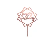 Ciasta i półprodukty do ciast - Topper z pleksi na tort Happy Birthday złoty róż - 1 szt. - miniaturka - grafika 1