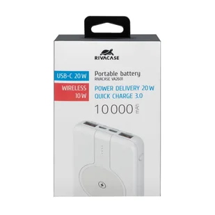 RIVACASE Powerbank VA2601 10000 mAh USB-C 20W + Qi 10W biały - Powerbanki - miniaturka - grafika 5
