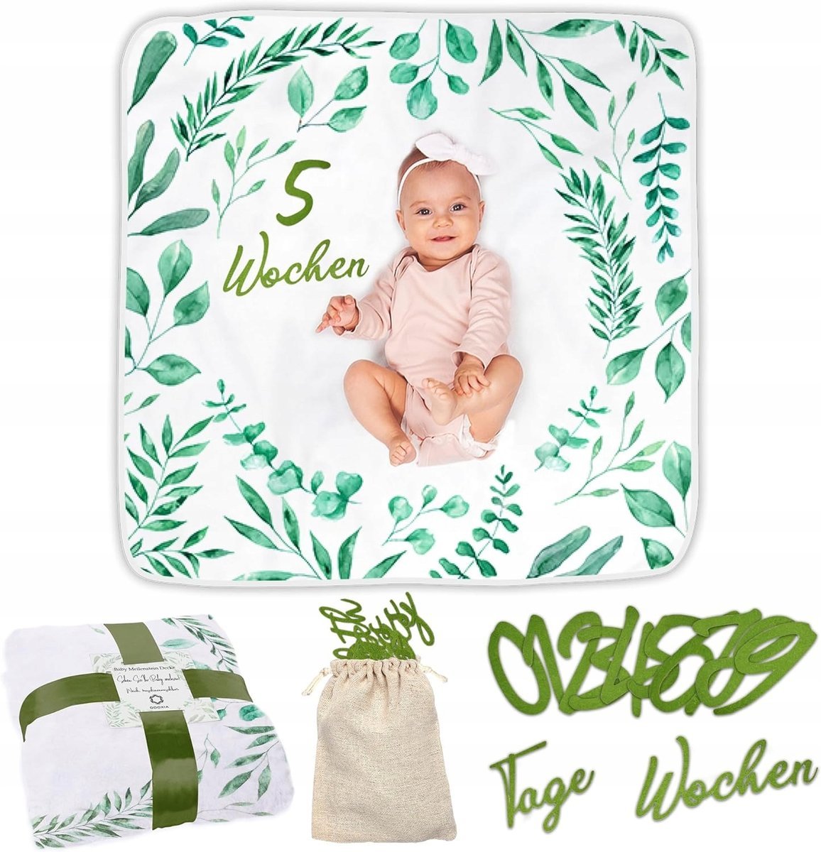 Kocyk do Zdjęć z Miesiącami Mata Foto Koc Niemowlęcy 115x115cm