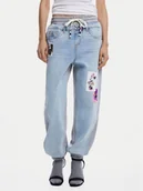 Spodnie damskie - Desigual Jeansy Mnnie 25SWDD72 Niebieski Loose Fit - miniaturka - grafika 1