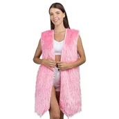 Kamizelki damskie - Chaks – puszysta kamizelka damska z sztucznego futra, długa i bez rękawów, dodatek do stroju na festiwal, karnawał, imprezę klubową i imprezę tematyczną - miniaturka - grafika 1