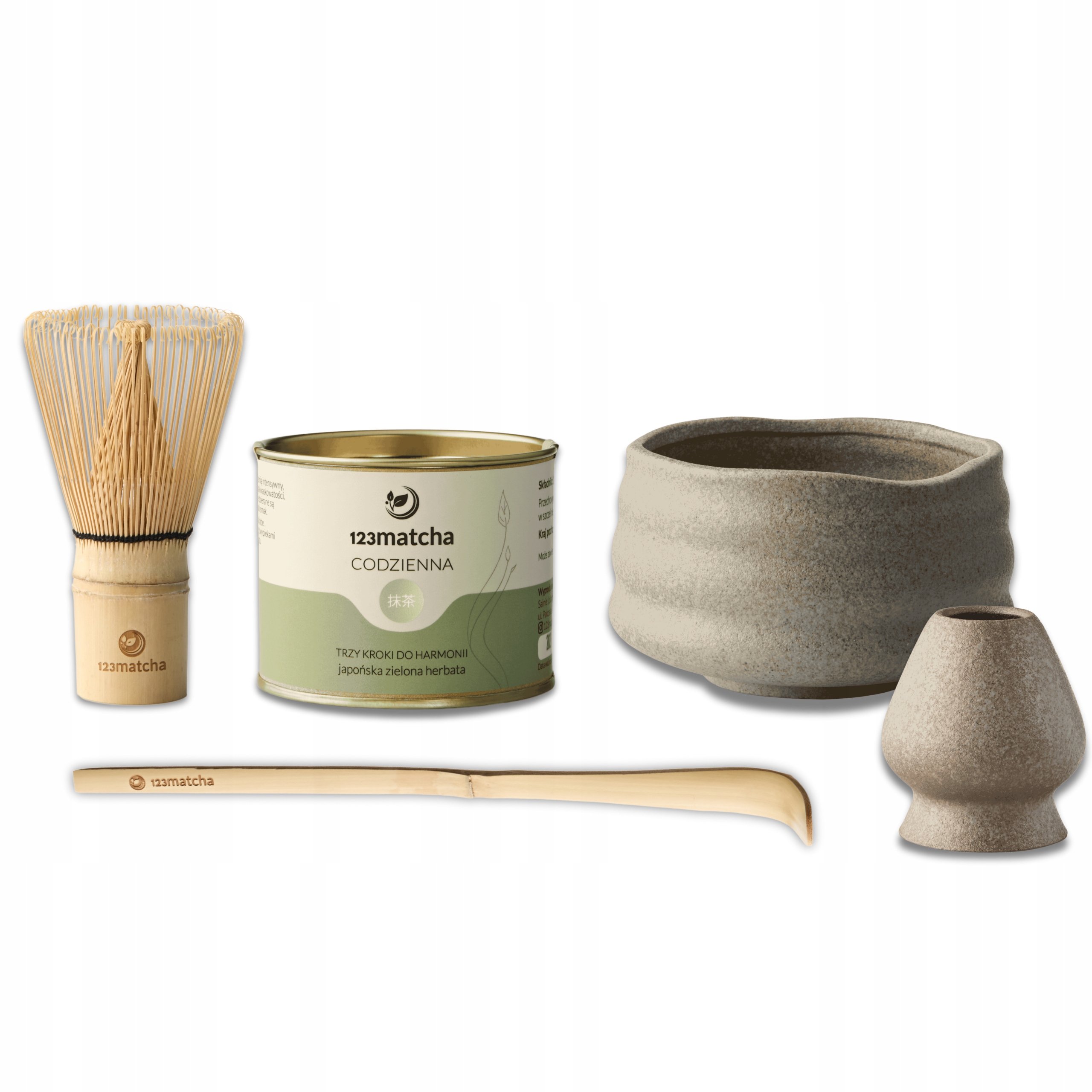 Zestaw Matcha Codzienna 50g Chasen Chashaku Czarka Podstawka akcesoria