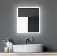 Lustra - Lustro łazienkowe z oświetleniem TALOS Moon LED 40x45 cm - nadaje się do wilgotnych pomieszczeń dzięki aluminiowej ramie - jasny kolor neutralny biały - miniaturka - grafika 1