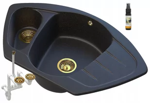 Granitan COMPACT Czarny Zlewozmywak Granitowy Z Drobinkami Złotego - Zlewozmywaki - miniaturka - grafika 1