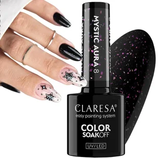 CLARESA MYSTIC AURA 8 LAKIER HYBRYDOWY CZARNY Z KAWAŁKAMI FOLII 5 g - Lakiery hybrydowe CLARESA MYSTIC AURA 8 LAKIER HYBRYDOWY CZARNY Z KAWAŁKAMI FOLII 5 g - Lakiery hybrydowe - miniaturka - grafika 1
