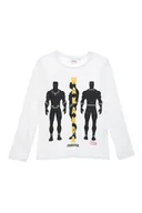 Bluzki damskie - Bluzka dla chłopców, długi rękaw, Avengers, Czarna Pantera, Marvel, bawełna, kolor biały, rozmiar 104 cm - miniaturka - grafika 1