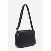 Torebki damskie - Damska Torebka Listonoszka Czarna LUIGISANTO Trzykomorowa z Paskiem - miniaturka - grafika 1