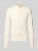 Swetry męskie - Kurtka z dzianiny o kroju regular fit z czystej bawełny - miniaturka - grafika 1