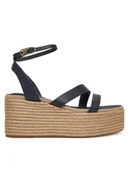 Espadryle damskie - Tommy Hilfiger Espadryle Ankle Strap Leather Platform FW0FW08497 Granatowy - miniaturka - grafika 1