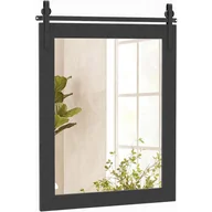 Lustra - Lustro Ścienne, 76,5 x 54 cm, Prostokątne Lustro Samoprzylepne z Drewna Sosnowego i Szkła o Wysokiej Rozdzielczości oraz Metalowym Uchwycie (Czarne) - miniaturka - grafika 1