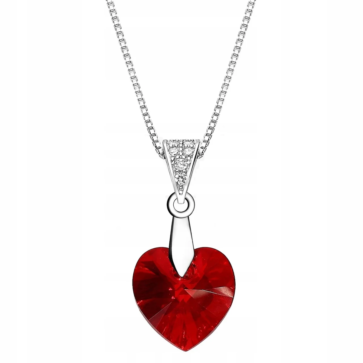 NASZYJNIK SREBRNY 925 SERCE KRYSZTAŁ SWAROVSKI +