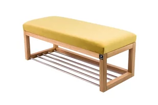 Ławka na buty LPG-4 200cm EMRAWOOD drewno lite kolor naturalny siedzisko gładkie kolor żółty - Ławki do przedpokoju - miniaturka - grafika 1