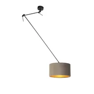 Lampy sufitowe - QAZQA Lampa wisząca regulowana czarna klosz welurowy szarobrązowo-złoty 35cm - Blitz I - miniaturka - grafika 1