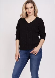 Delikatny Sweterek Zdobiony Warkoczami - Czarny - Swetry damskie - miniaturka - grafika 1