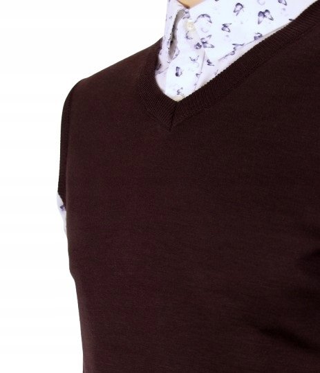 Sweter męski wełniany bez rękawów bezrękawnik pulower kamizelka męska XL