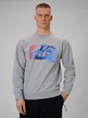 Bluzy męskie - 4F Bluza dresowa nierozpinana bez kaptura męska - szara XXL - miniaturka - grafika 1