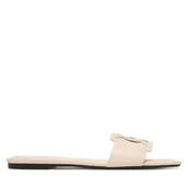 Klapki i japonki damskie - Klapki Calvin Klein Square Flat Sandal Emblem HW0HW03128 Écru - miniaturka - grafika 1
