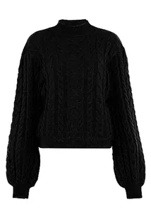 piano Damski sweter z dzianiny ze stójką akryl CZARNY rozmiar XL/XXL, czarny, XL - Swetry damskie - miniaturka - grafika 1
