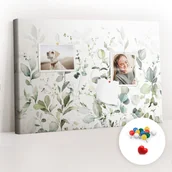 Tablice i flipcharty - Szkolna Tablica korkowa 60x40 cm, Kolorowe Pinezki, wzór Rośliny liście - miniaturka - grafika 1