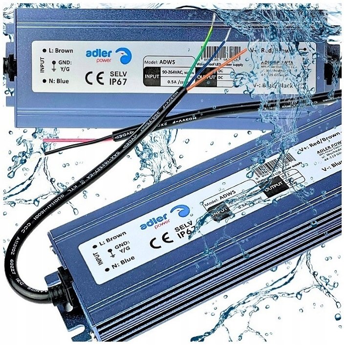 Zasilacz 24V Led DC 250W Hermetyczny Wodoodporny Wodoszczelny IP67 Do Taśmy