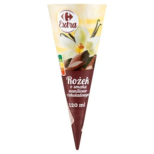 Carrefour Extra Rożek o smaku waniliowo-czekoladowym 120 ml - Lody i desery lodowe - miniaturka - grafika 1