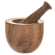 Pozostałe akcesoria kuchenne - Moździerz drewniany kuchenny z tłuczkiem do ucierania przypraw ziół orzechów duży 13,5 cm kod: O-131034   - miniaturka - grafika 1