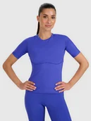 Koszulki sportowe damskie - 4F Koszulka treningowa slim szybkoschnąca damska - niebieska L - miniaturka - grafika 1