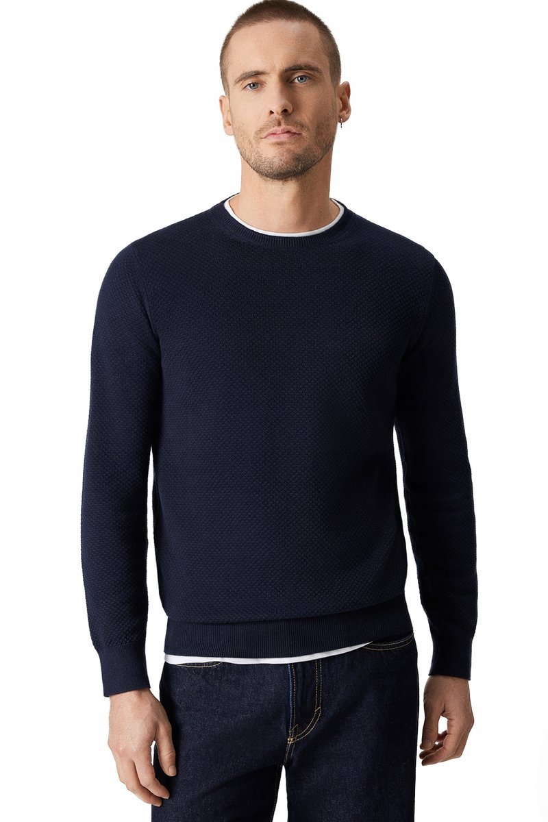 Sweter Męski Granatowy Bawełniany O-neck Próchnik PM17 M