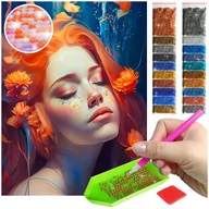 Zabawki kreatywne - Haft Diamentowy ARTULIO, Obraz DIY 5D, Diamond Painting, Mozaika Diamentowa 30X40cm (Rudowłosa piękna dziewczyna) + Zestaw Akcesoriów - miniaturka - grafika 1