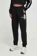Spodnie damskie - Guess spodnie dresowe bawełniane kolor czarny z aplikacją - miniaturka - grafika 1