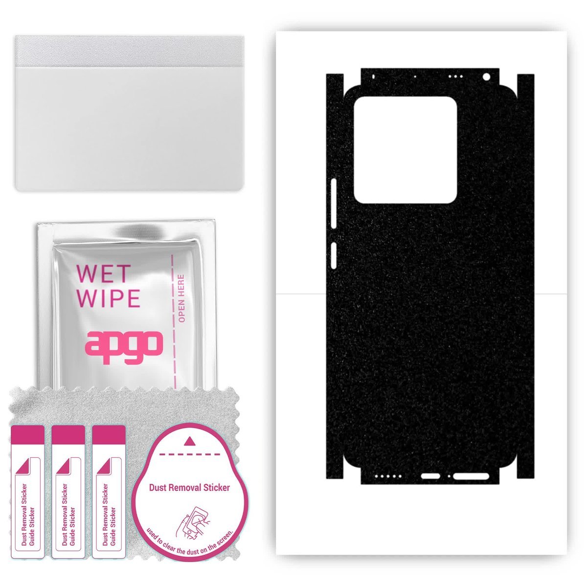 Folia naklejka skórka strukturalna na TYŁ+BOKI do Xiaomi Redmi Note 13 Pro 5G - Czarny Pastel Matowy Chropowaty Baranek - apgo SKINS