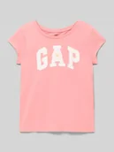 Koszulki dla dziewczynek - t-shirt z logo i okrągłym dekoltem - miniaturka - grafika 1