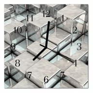 Zegary - Zegar szklany ścienny Cichy Kostki 3d Sześciany - miniaturka - grafika 1