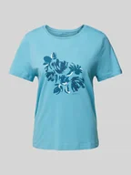 Koszulki i topy damskie - T-shirt z kwiatowym nadrukiem - miniaturka - grafika 1