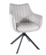 Krzesła - Krzesło obrotowe z podłokietnikami AZALIA VELVET jasne szare BLUVEL 03 - miniaturka - grafika 1