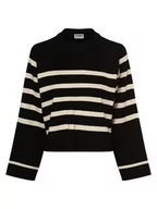 Swetry damskie - Noisy May - Sweter damski  NMFifi, czarny|beżowy - miniaturka - grafika 1