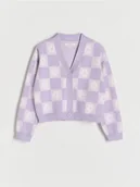 Swetry dla dziewczynek - Reserved - Wzorzysty kardigan - lawendowy - miniaturka - grafika 1